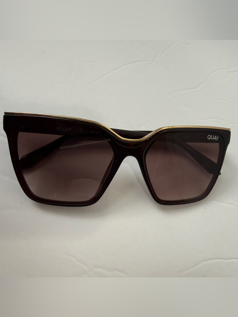 Quay Australia Dark Brown Square Sunglasses with Gold Accent